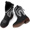 image:imageBMCiTYBM Toddler Cowboy Boots Western Cowgirl Boots Boys Girls Mid Calf Square Toe Riding Walking ShoesAllblack