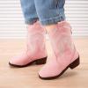 image:imageBMCiTYBM Toddler Cowboy Boots Western Cowgirl Boots Boys Girls Mid Calf Square Toe Riding Walking ShoesAllpink
