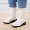 image:imageBMCiTYBM Toddler Cowboy Boots Western Cowgirl Boots Boys Girls Mid Calf Square Toe Riding Walking ShoesAllwhite