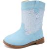 image:imageBMCiTYBM Toddler Cowboy Boots Western Cowgirl Boots Boys Girls Mid Calf Square Toe Riding Walking ShoesCblue