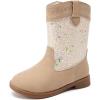 image:imageBMCiTYBM Toddler Cowboy Boots Western Cowgirl Boots Boys Girls Mid Calf Square Toe Riding Walking ShoesCcamel