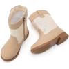 image:imageBMCiTYBM Toddler Cowboy Boots Western Cowgirl Boots Boys Girls Mid Calf Square Toe Riding Walking ShoesCcamel
