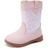 image:imageBMCiTYBM Toddler Cowboy Boots Western Cowgirl Boots Boys Girls Mid Calf Square Toe Riding Walking ShoesCpink