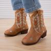 image:imageBMCiTYBM Toddler Cowboy Boots Western Cowgirl Boots Boys Girls Mid Calf Square Toe Riding Walking ShoesMultibrown