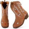 image:imageBMCiTYBM Toddler Cowboy Boots Western Cowgirl Boots Boys Girls Mid Calf Square Toe Riding Walking ShoesMultibrown