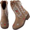image:imageBMCiTYBM Toddler Cowboy Boots Western Cowgirl Boots Boys Girls Mid Calf Square Toe Riding Walking ShoesMulticamel