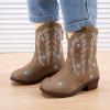 image:imageBMCiTYBM Toddler Cowboy Boots Western Cowgirl Boots Boys Girls Mid Calf Square Toe Riding Walking ShoesMulticamel