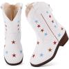 image:imageBMCiTYBM Toddler Cowboy Boots Western Cowgirl Boots Boys Girls Mid Calf Square Toe Riding Walking ShoesMultiwhite