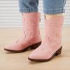 image:imageBMCiTYBM Toddler Cowboy Boots Western Cowgirl Boots Boys Girls Mid Calf Square Toe Riding Walking ShoesPointypink
