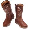 image:imageBMCiTYBM Toddler Girl Boy Cowboy Cowgirl Boots Little Kids Square Toe Western Boots Mid Calf Side Zipper Riding Shoes for All SeasonsAbrown