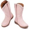 image:imageBMCiTYBM Toddler Girl Boy Cowboy Cowgirl Boots Little Kids Square Toe Western Boots Mid Calf Side Zipper Riding Shoes for All SeasonsApink