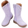 image:imageBMCiTYBM Toddler Girl Boy Cowboy Cowgirl Boots Little Kids Square Toe Western Boots Mid Calf Side Zipper Riding Shoes for All SeasonsApurple