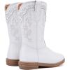 image:imageBMCiTYBM Toddler Girl Boy Cowboy Cowgirl Boots Little Kids Square Toe Western Boots Mid Calf Side Zipper Riding Shoes for All SeasonsAwhite
