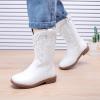 image:imageBMCiTYBM Toddler Girl Boy Cowboy Cowgirl Boots Little Kids Square Toe Western Boots Mid Calf Side Zipper Riding Shoes for All SeasonsAwhite