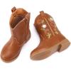 image:imageBMCiTYBM Toddler Girls Cowgirl Boots Little Kids Mid Calf Western Boots Flower Cowboy Boots Pointed Toe Riding Shoes1brown