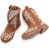 image:imageBMCiTYBM Toddler Girls Cowgirl Boots Little Kids Mid Calf Western Cowboy Pointed Toe Riding Shoes Tassels Glitter5brown