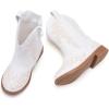 image:imageBMCiTYBM Toddler Girls Cowgirl Boots Little Kids Mid Calf Western Cowboy Pointed Toe Riding Shoes Tassels Glitter5white