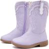 image:imageBMCiTYBM Toddler Girl Boy Cowboy Cowgirl Boots Little Kids Square Toe Western Boots Mid Calf Side Zipper Riding Shoes for All SeasonsApurple