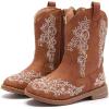 image:imageBMCiTYBM Toddler Girls Cowgirl Boots Little Kids Mid Calf Western Cowboy Pointed Toe Riding Shoes Tassels Glitter5brown