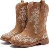 image:imageBMCiTYBM Toddler Girls Cowgirl Boots Little Kids Mid Calf Western Cowboy Pointed Toe Riding Shoes Tassels Glitter5camel