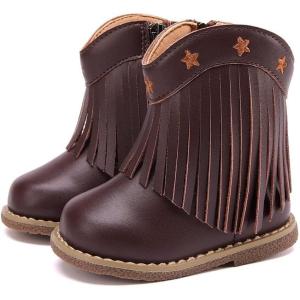 image:imageBMCiTYBM Baby Cowboy Cowgirl Boots Infant Western Shoes Boys Girls Round Toe Boots All Seasons 624 MonthsTasselsred