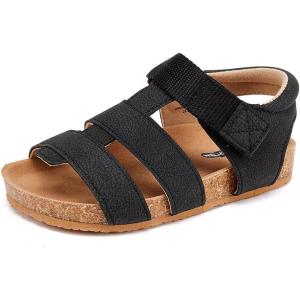image:imageBMCiTYBM Toddler Boys Girls Sandals Open Toe Arch Support Slides Adjustable Straps Cork Footbed Slippers for Indoor Outdoor1black