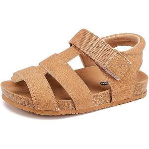 image:imageBMCiTYBM Toddler Boys Girls Sandals Open Toe Arch Support Slides Adjustable Straps Cork Footbed Slippers for Indoor Outdoor1camel
