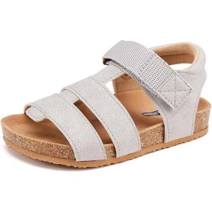 image:imageBMCiTYBM Toddler Boys Girls Sandals Open Toe Arch Support Slides Adjustable Straps Cork Footbed Slippers for Indoor Outdoor1grey