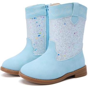 image:imageBMCiTYBM Toddler Cowboy Boots Western Cowgirl Boots Boys Girls Mid Calf Square Toe Riding Walking ShoesCblue