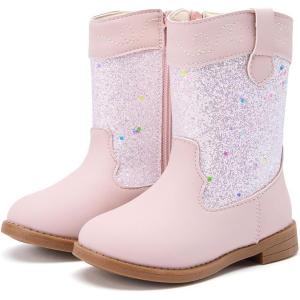 image:imageBMCiTYBM Toddler Cowboy Boots Western Cowgirl Boots Boys Girls Mid Calf Square Toe Riding Walking ShoesCpink