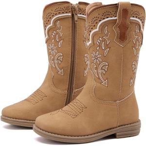image:imageBMCiTYBM Toddler Girl Boy Cowboy Cowgirl Boots Little Kids Square Toe Western Boots Mid Calf Side Zipper Riding Shoes for All SeasonsAcamel