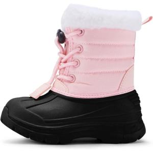 image:imageBMCiTYBM Toddler Snow Boots Boys Girls Little Kids Winter Shoes Cold Weather Outdoor Lightweight ToddlerLittle Kids5pinkBlack