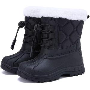 image:imageBMCiTYBM Toddler Snow Boots Boys Girls Little Kids Winter Shoes Cold Weather Outdoor Lightweight ToddlerLittle KidsDark Black