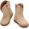image:imageBMCiTYBM Baby Cowboy Cowgirl Boots Infant Western Boots Toddler Boys Girls Round Toe Riding Mid Calf Boots All Seasons for 6 9 12 18 24 MonthsA3beige