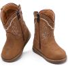 image:imageBMCiTYBM Baby Cowboy Cowgirl Boots Infant Western Boots Toddler Boys Girls Round Toe Riding Mid Calf Boots All Seasons for 6 9 12 18 24 MonthsA3brown