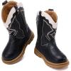 image:imageBMCiTYBM Toddler Cowboy Cowgirl Boots Boys Girls Western Round Toe Riding Mid Calf Booties for All SeasonsToddlerLittle KidBblack