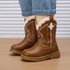 image:imageBMCiTYBM Toddler Cowboy Cowgirl Boots Boys Girls Western Round Toe Riding Mid Calf Booties for All SeasonsToddlerLittle KidBbrown