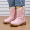 image:imageBMCiTYBM Toddler Cowboy Cowgirl Boots Boys Girls Western Round Toe Riding Mid Calf Booties for All SeasonsToddlerLittle KidBpink