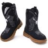 image:imageBMCiTYBM Toddler Cowboy Cowgirl Boots Boys Girls Western Round Toe Riding Mid Calf Booties for All SeasonsToddlerLittle KidCblack