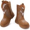 image:imageBMCiTYBM Toddler Cowboy Cowgirl Boots Boys Girls Western Round Toe Riding Mid Calf Booties for All SeasonsToddlerLittle KidCbrown