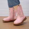 image:imageBMCiTYBM Toddler Cowboy Cowgirl Boots Boys Girls Western Round Toe Riding Mid Calf Booties for All SeasonsToddlerLittle KidCpink