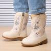 image:imageBMCiTYBM Toddler Cowboy Cowgirl Boots Boys Girls Western Round Toe Riding Mid Calf Booties for All SeasonsToddlerLittle KidCwhite