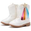 image:imageBMCiTYBM Toddler Cowboy Cowgirl Boots Boys Girls Western Round Toe Riding Mid Calf Booties for All SeasonsToddlerLittle KidBwhite
