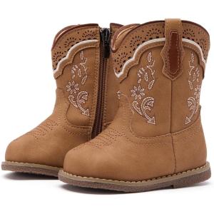 image:imageBMCiTYBM Baby Cowboy Cowgirl Boots Infant Western Boots Toddler Boys Girls Round Toe Riding Mid Calf Boots All Seasons for 6 9 12 18 24 MonthsA3brown
