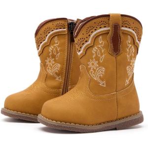 image:imageBMCiTYBM Baby Cowboy Cowgirl Boots Infant Western Boots Toddler Boys Girls Round Toe Riding Mid Calf Boots All Seasons for 6 9 12 18 24 MonthsA3camel