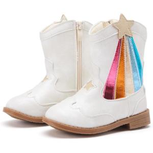 image:imageBMCiTYBM Toddler Cowboy Cowgirl Boots Boys Girls Western Round Toe Riding Mid Calf Booties for All SeasonsToddlerLittle KidBwhite