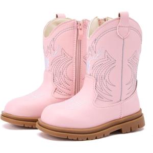 image:imageBMCiTYBM Toddler Cowboy Cowgirl Boots Boys Girls Western Round Toe Riding Mid Calf Booties for All SeasonsToddlerLittle KidCpink
