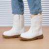 image:imageBMCiTYBM Toddler Cowboy Cowgirl Boots Girls Boys Western Round Toe Riding Mid Calf Booties for All SeasonsWhite