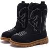 image:imageBMCiTYBM Toddler Cowboy Cowgirl Boots Girls Boys Western Round Toe Riding Mid Calf Booties for All SeasonsBlack