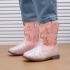 image:imageBMCiTYBM Toddler Cowboy Boots  Lightweight Western Cowgirl Boots for Boys Girls AntiSlip Soft Sole Walking Shoes with Side Zipper for Easy OnOff Classic Stitching for Costumes amp Outdoor PlayCpink